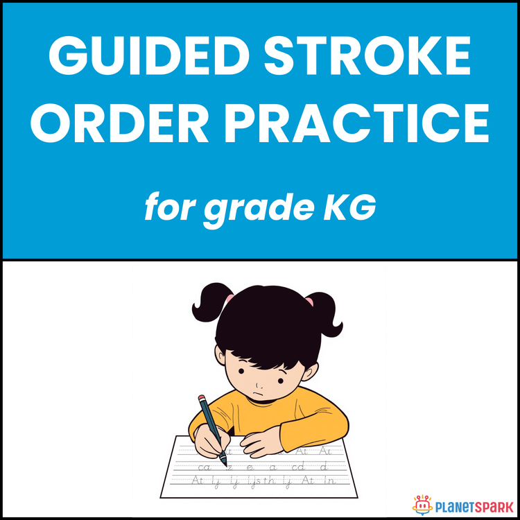 Class KG Worksheet on Guided Stroke Order Practice