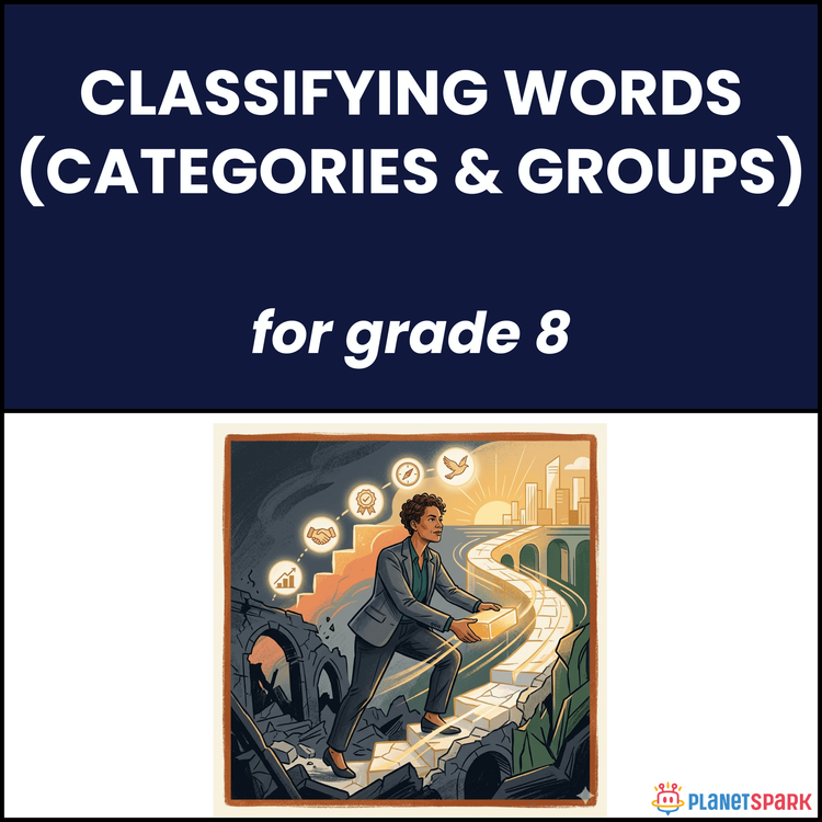 Class 8 English Worksheet on Classifying Words