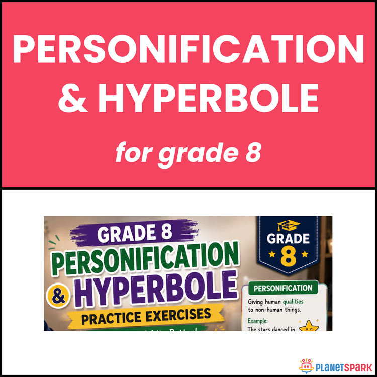 Class 8 English Worksheet on Personification Hyperbole