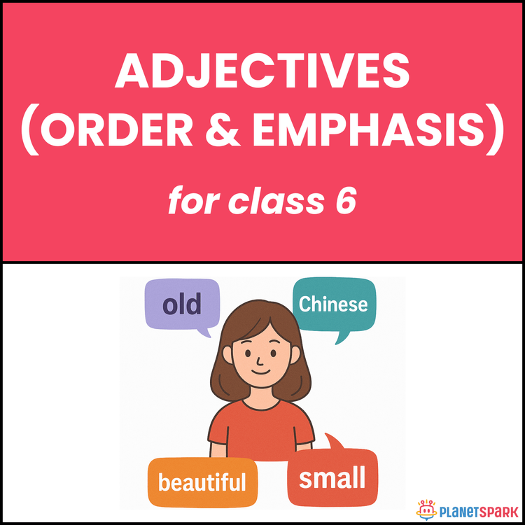 Class 6 English Worksheet on Adjective Order