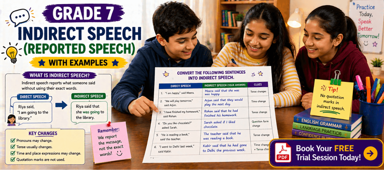 Grade 7 Indirect Speech (Reported Speech) [With Examples]