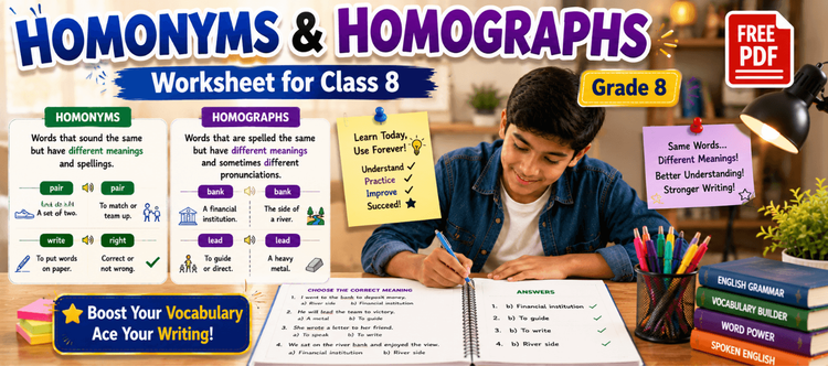 Homonyms & Homographs Worksheet Class 8 [Free PDF]