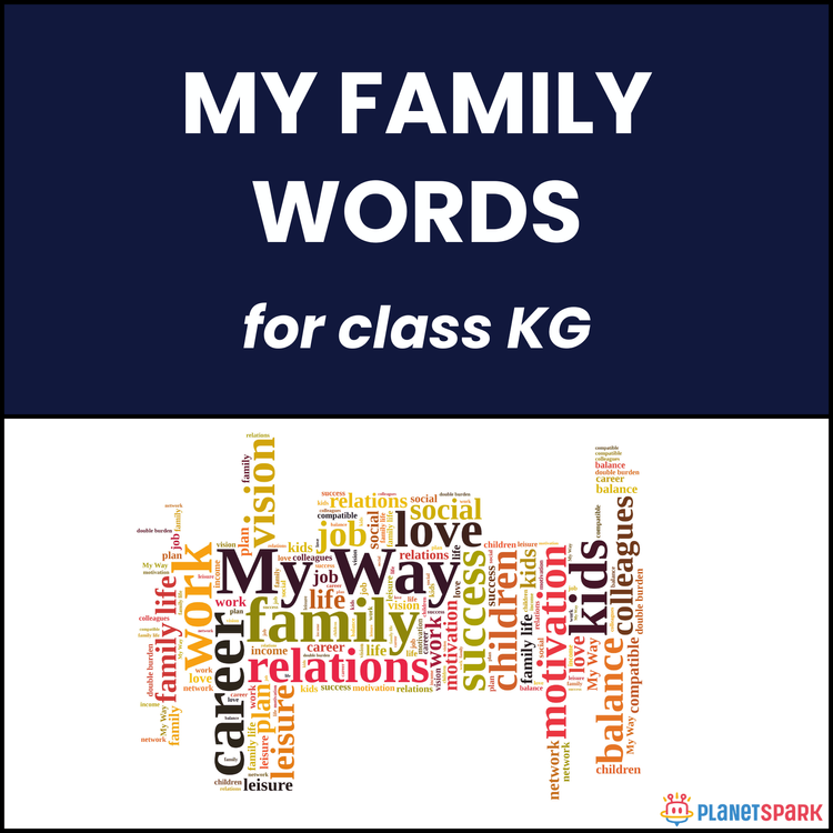 Class KG English Worksheet on My Family Words