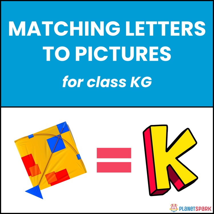 Class KG Worksheet on Matching Letters to Pictures
