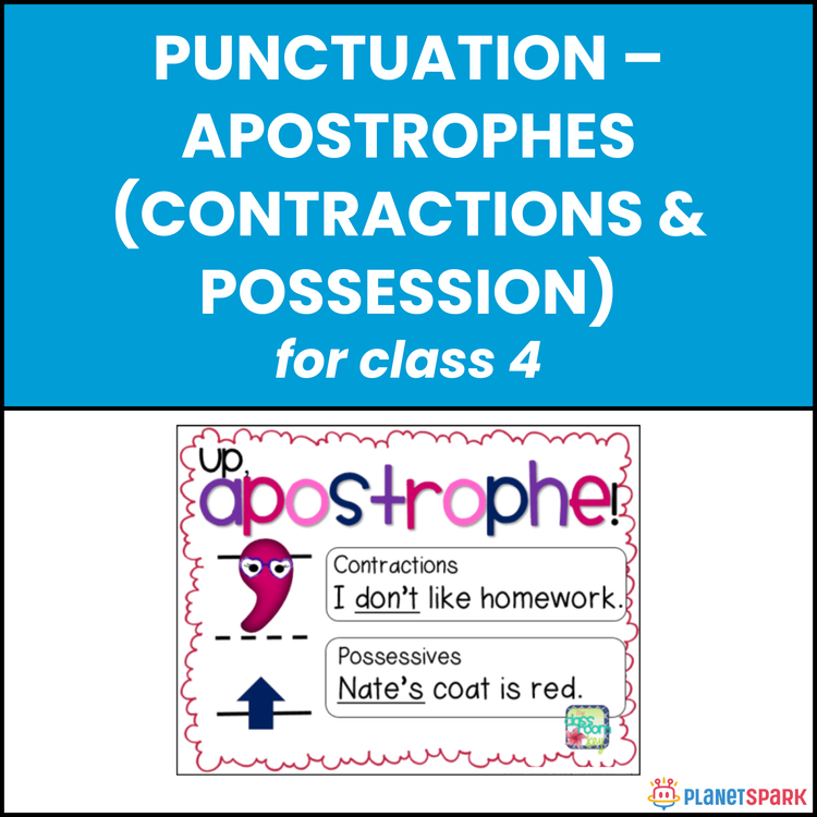 Class 4 Grammar Worksheet on Apostrophes Use