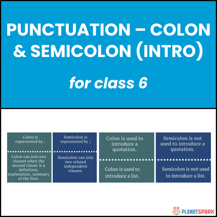 Class 6 English Worksheet on Colon and Semicolon