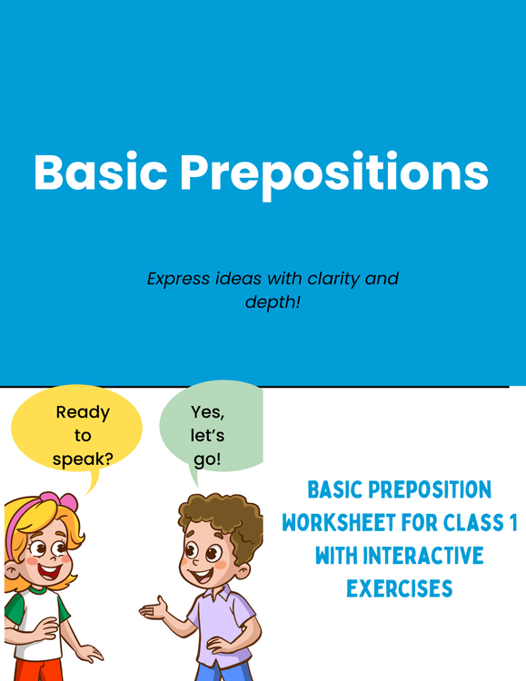 Basic Prepositions Worksheet for Grade 1