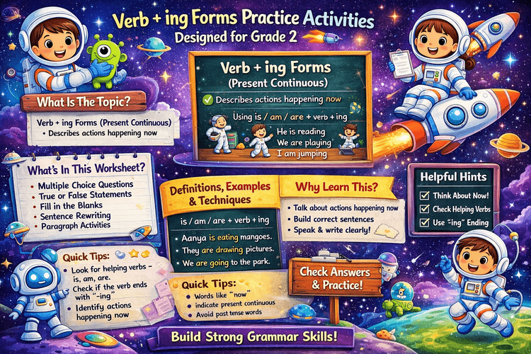 Verb ing Forms Practice Activities Designed for Grade 2
