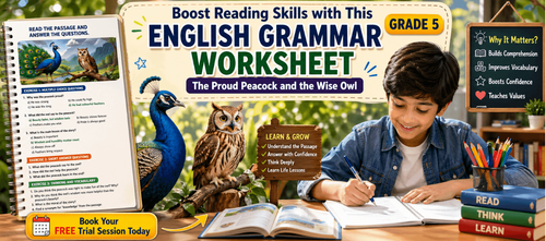 Grade 5 Reading Worksheet on the Peacock and Wise Owl