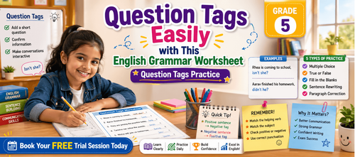 Question Tags Printable English Worksheet – Grade 5