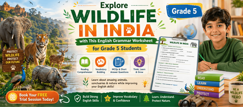Wildlife in India Reading and Vocabulary Practice Grade 5 Kids