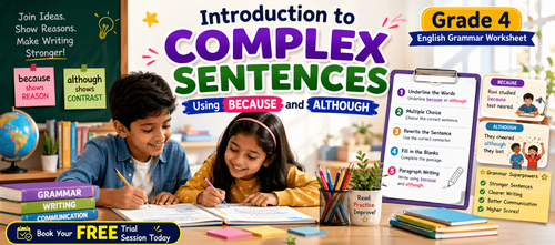 Grade 4 Learning Complex Sentences with Because and Although