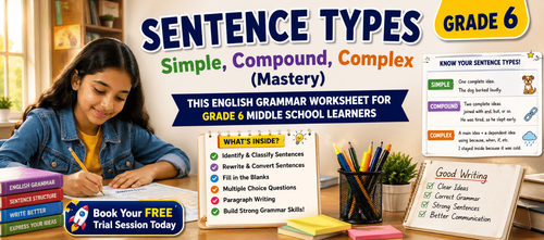 Sentence Types Practice for Grade 6 Middle School Learners