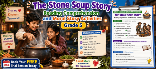 Grade 5 Stone Soup Reading Comprehension and Moral Story Activities