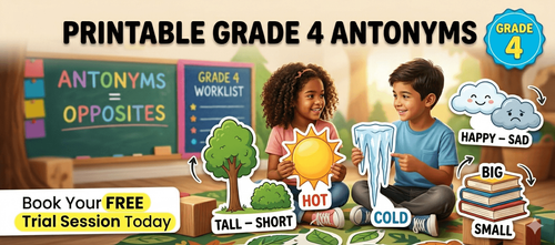 Printable Antonym Activities and Grade 4 Word Lists PDF