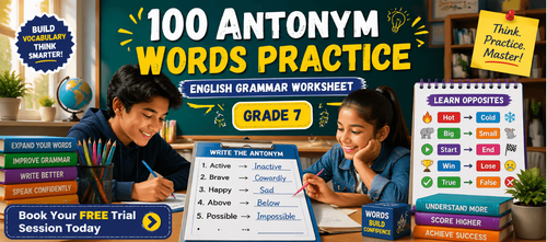 Middle School Antonym Practice Sheets for Students in Grade 7
