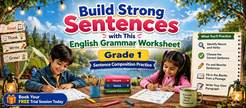 Sentence Composition Practice Sheet – Grade 1 English PDF