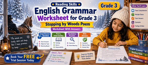 Grade 3 Stopping by Woods Poem Worksheet With Answers
