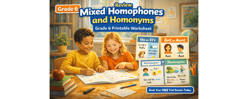 Review Mixed Homophones and Homonyms: Grade 6 Printable Worksheet