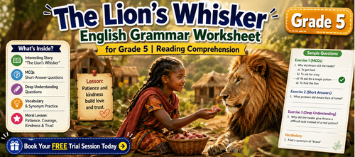 The Lion’s Whisker Printable Story Exercises – Grade 5