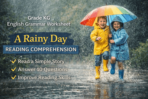 A Rainy Day English Reading Worksheet for KG Learners