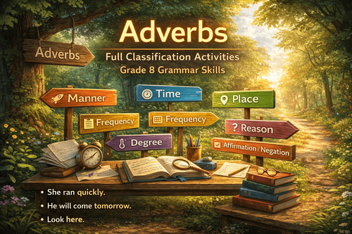 Adverbs Full Classification Activities for Grade 8 Grammar Skills