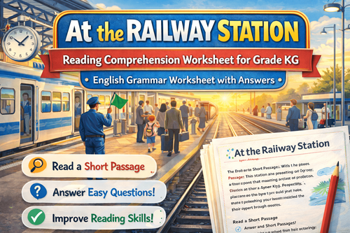 At the Railway Station KG English Conversation Worksheet