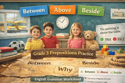 Between, Above, Beside – Grade 3 Prepositions Practice Exercises