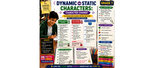 Character Change Over Time: Literary Worksheet for Grade 7
