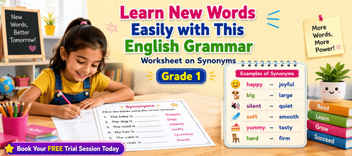 Class 1 Printable Synonyms Worksheet with Answers