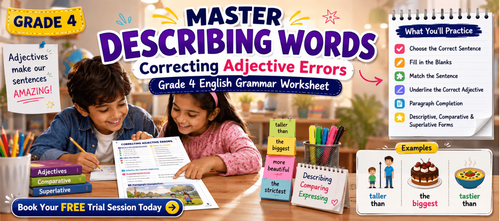 Class 4 Adjective Error Practice Worksheet for Students