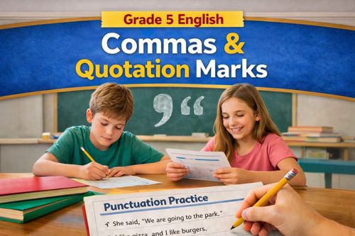 Class 5 English Worksheet on Comma and Quotation