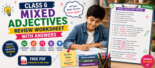 Class 6 Mixed Adjectives Review Worksheet with Answers