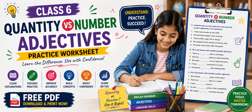 Class 6 Quantity vs Number Adjectives Practice Worksheet