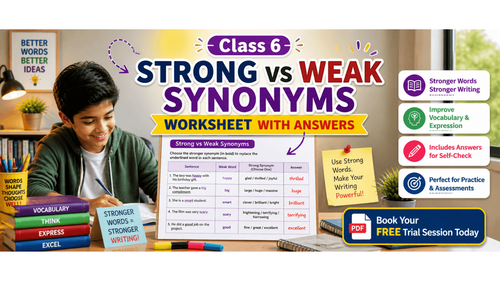 Class 6 Strong vs Weak Synonyms Worksheet with Answers