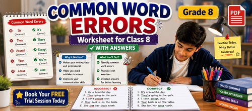 Common Word Errors Worksheet for Class 8 [With Answers]