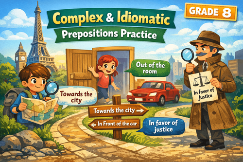 Complex and Idiomatic Prepositions Practice for Grade 8