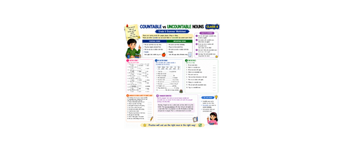 Countable vs Uncountable Nouns: Grade 6 Grammar Worksheet