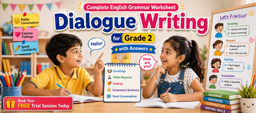 Creative Dialogue Writing Activities Worksheet for Grade 2 Kids