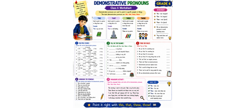 Demonstrative Pronouns Practice: Free Worksheet for Class 6