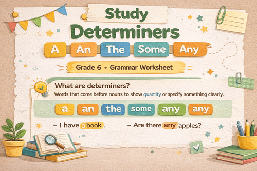 Determiners Made Simple (A, An, The, Some, Any) Grade 6