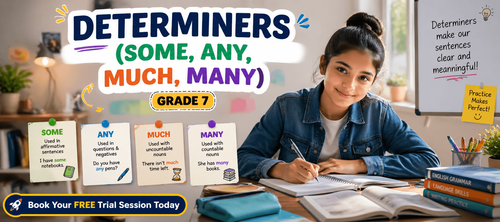 Determiners (Some, Any, Much, Many): Printable Grammar Worksheet for Class 7 [PDF]
