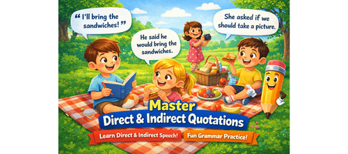 Direct and Indirect Quotations Worksheet for Grade 4 Practice