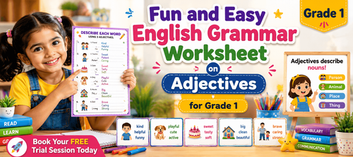 Easy Adjectives Worksheet for Class 1 Students