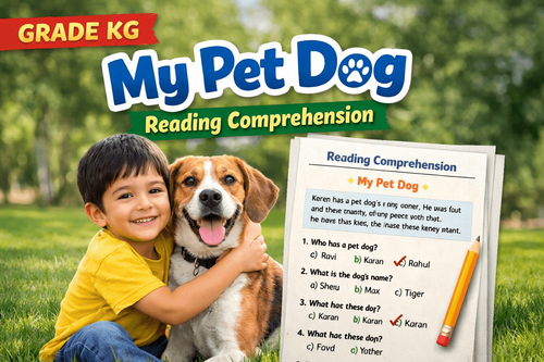 Easy KG Reading Worksheet on My Pet Dog – Printable PDF for Kids