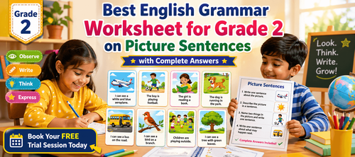 Easy Picture Sentence Writing Practice Worksheet for Grade 2