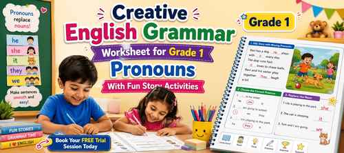 Easy Pronoun Replacement Worksheet for Class 1 Students