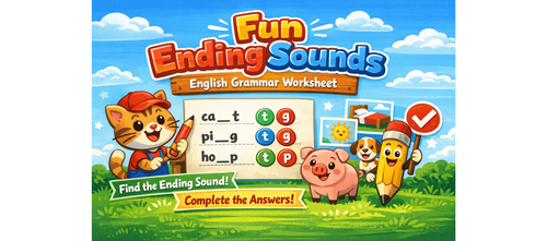 Ending Sounds Practice Worksheets for Kids Grade KG