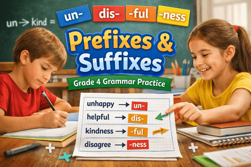 English Grammar Prefixes and Suffixes Worksheet for Grade 4