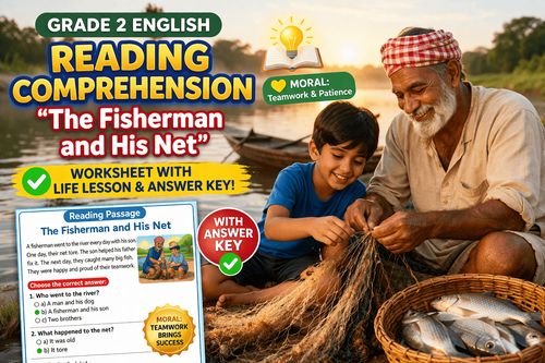 English Reading Worksheet for Grade 2 – Fisherman Story PDF